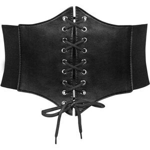 Women’s Elastic Lace-Up Corset Belt: Tied Waspie Costume Accessory